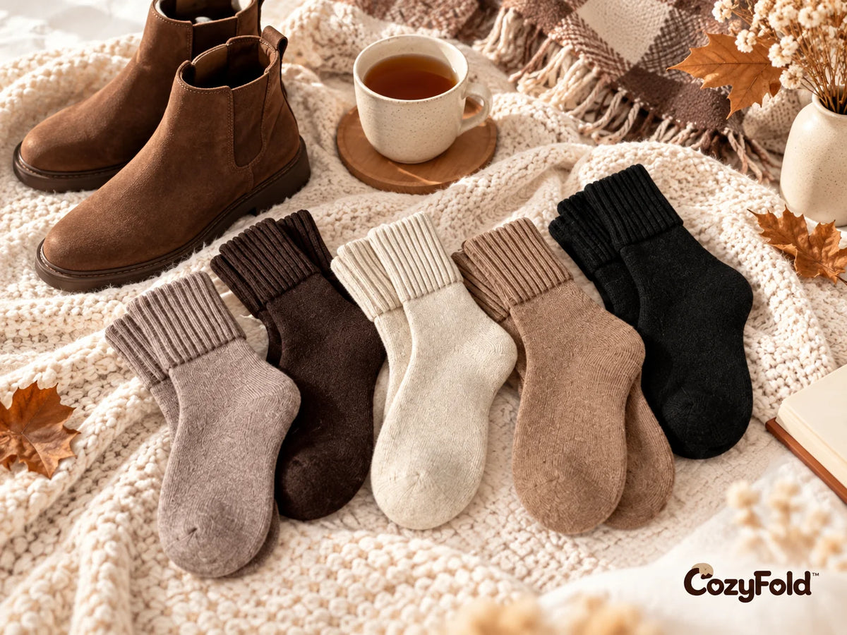 CozyFold™ – moteriškos kojinės su atlenkiamu rantu, 5 poros